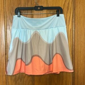 Adidas X Marimekko Premium Tennis Skort Multicolor Coral Blue Tan Athletic Large